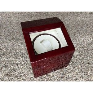 BROOKSTONE Wooden Mahogany Automatic Single Watch Winder - Working